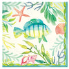 Le Cadeaux Dinner Napkin with colorful fish and sea creature design on a white background