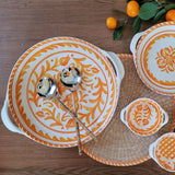 388SCO+Le+cadeaux+Sicily+Orange+Large+Shallow+Handled+Bowl+810056676704