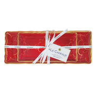 The Bellini Biscuit and Baguette Tray Set ribbon-wrapped and tagged, ready for effortless holiday gifting.