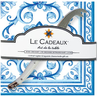 Le+Cadeaux+CCGS-256MAL+Mallorca+Cocktail+Napkin+and+Mini+Laguiole+Cheese+Knife+Gift+Set+810056674779