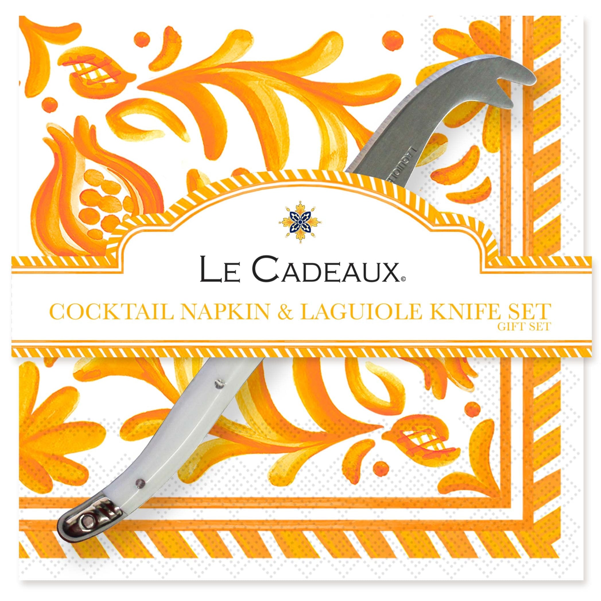 Sicily Orange Napkin & Cheese Knife Set