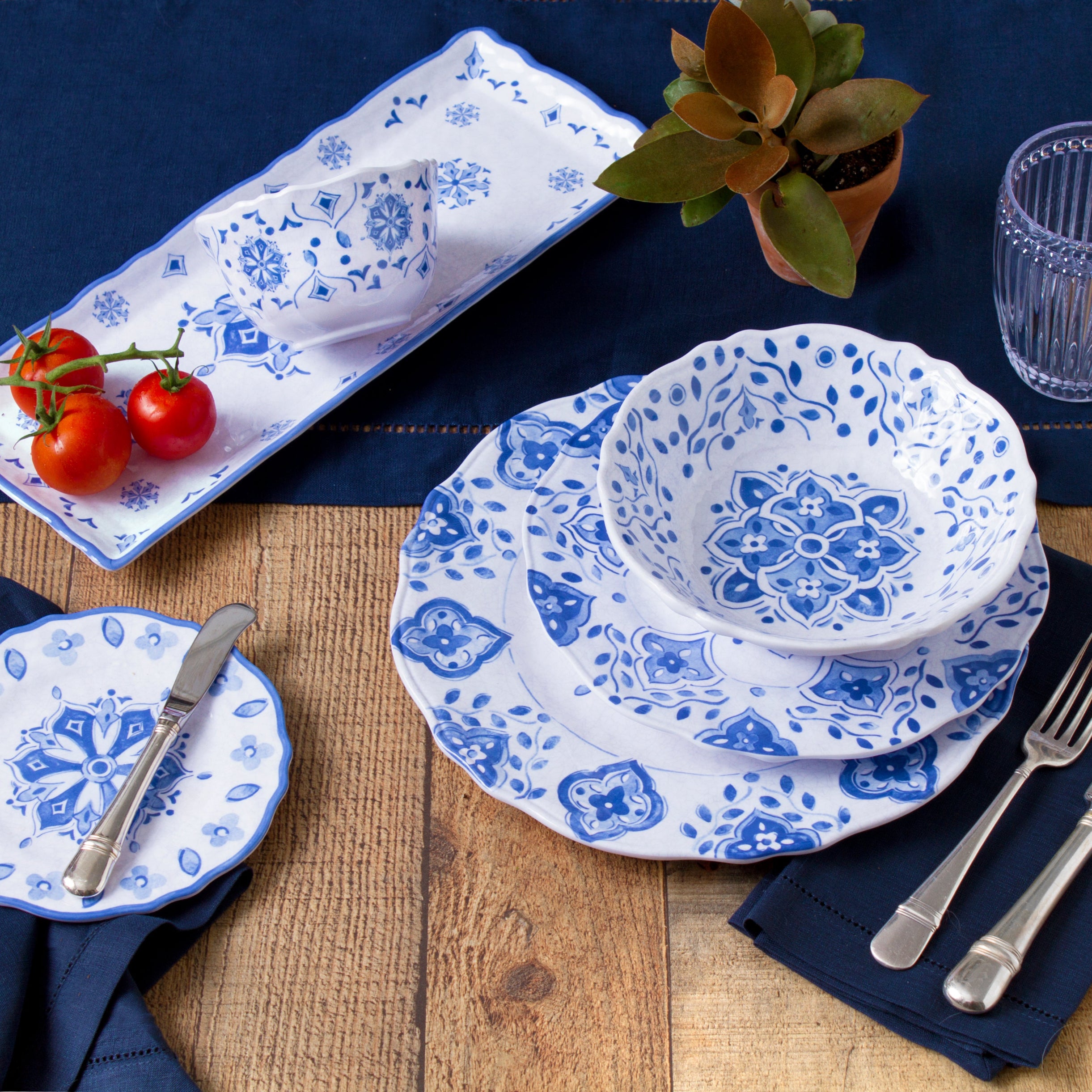 Moroccan Blue Appetizer Plates - Thumbnail 2