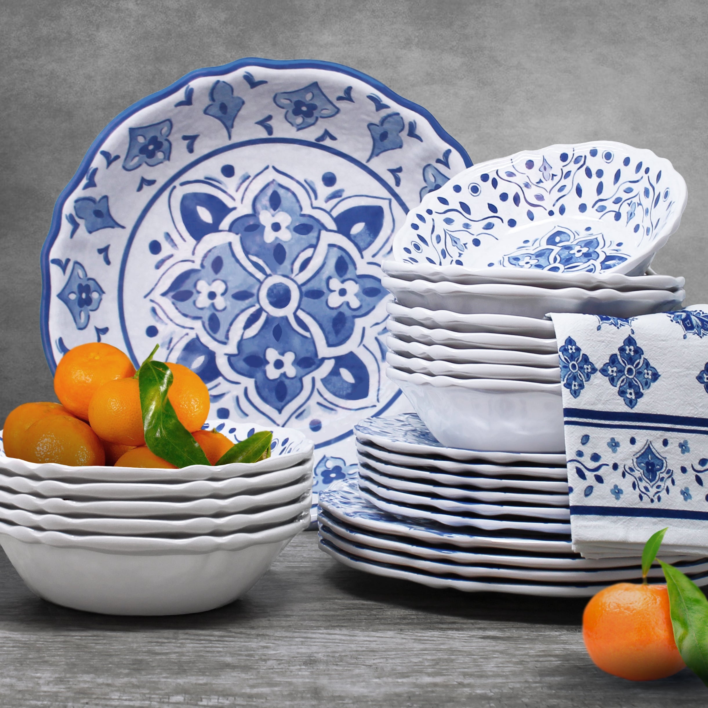 Le Cadeaux Moroccan Blue Dinnerware Set