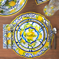 Overhead view of Le Cadeaux Palermo 11-inch Dinner Plates, SKU 237PAL (UPC 810266034080). Dishwasher safe and shatter-resistant melamine.