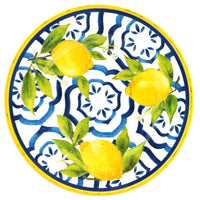 Four-piece Palermo Appetizer Plate Set, SKU 097PAL, UPC 810266033977. Shatter-resistant BPA-free melamine with hand-painted ceramic look.