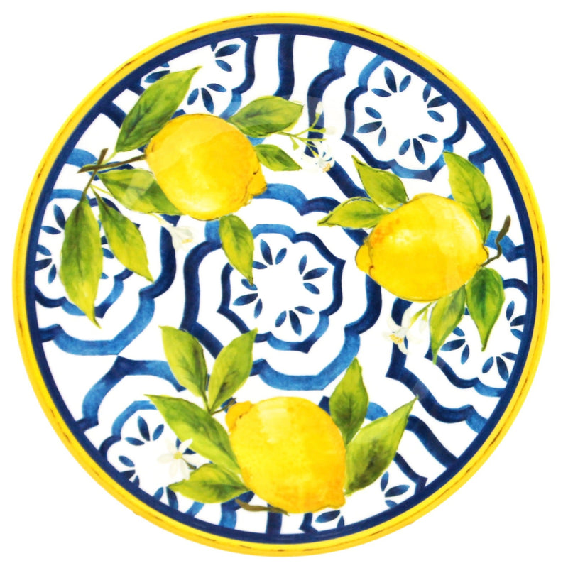 Four-piece Palermo Appetizer Plate Set, SKU 097PAL, UPC 810266033977. Shatter-resistant BPA-free melamine with hand-painted ceramic look.