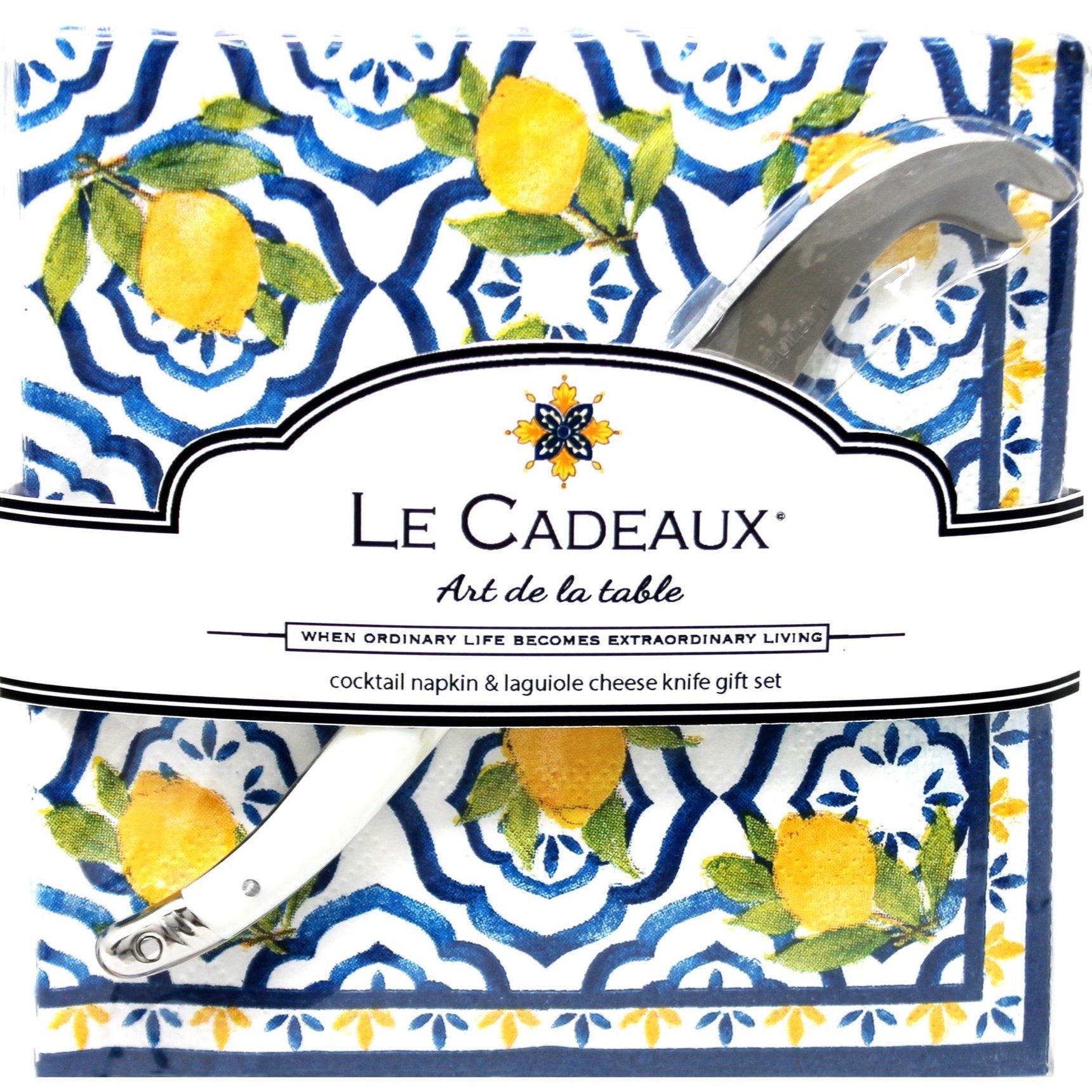 Le+Cadeaux+Palermo+Cocktail+napkin+and+mini+Cheese+knife+gift+set