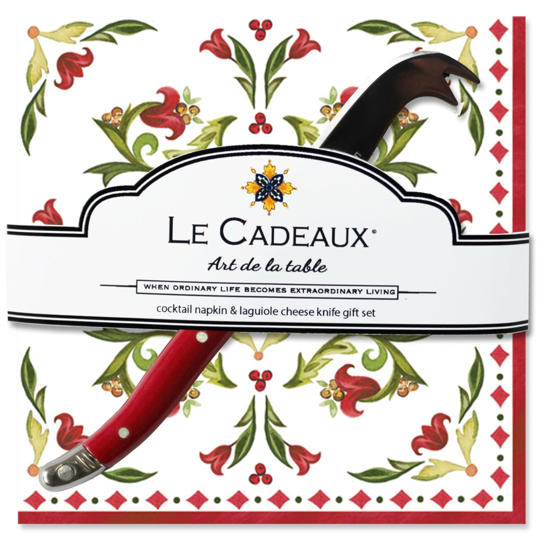 Le Cadeaux Vischio Cocktail Napkin and Cheese Knife