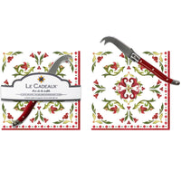 Le+Cadeaux+Vischio+cocktail+napkins+and+laguiole+cheese+knife+gift+set+UPC:+810056672560+Le+Cadeaux+item:+CCGS-256VIS