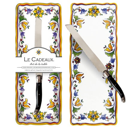 Capri Baguette Tray & Laguiole Knife Gift Set