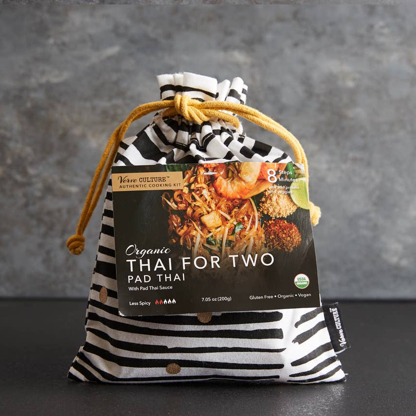 Front view of Organic Pad Thai For Two Cooking Kit with all nine ingredient sachets