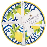 Le Cadeaux Palermo 4-piece Appetizer Plates Set, SKU 097PAL (UPC 810266033977). Durable BPA-free melamine with Italian ceramic look.