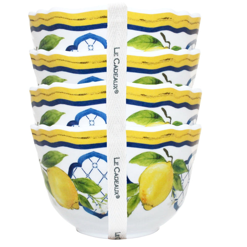Le Cadeaux Palermo Dessert Bowls, 4-piece set, SKU 098PAL (UPC 810266034035). BPA-free melamine with Italian ceramic look.
