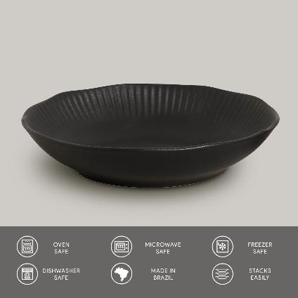 oven+safe+microwave+safe+freezer+safe+dishwasher+safe+made+in+Brazil+Porto+Brasil+Linhas+Bio+Matte+black+Salad+Bowl+28+oz+SKU:+136173901+GTIN:+7908416616002