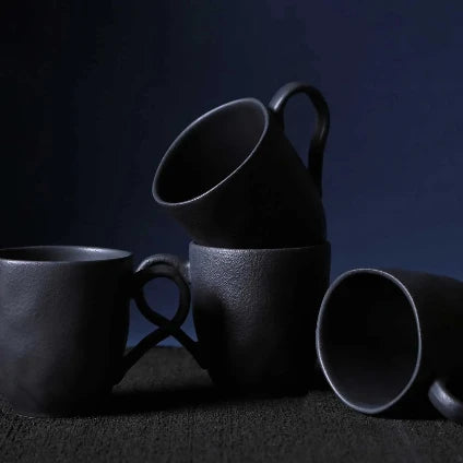 7899001061300+351473901+Porto_Brasil_Porto_Brasil_351473901_GTIN-_7899001061300_Organic_4_oz_Matte_Black_Espresso_Coffee_Cup_and_Saucer_6_piece_set