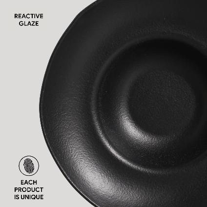 Porto Brasil Avant Garde Organic Matte Black Deep Rim 11" Plate Set - Thumbnail 5