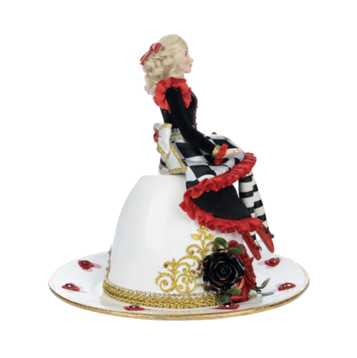 Katherine’s Collection Red Alice on Teacup Hearts and Wonderland figurine SKU 28-428124 GTIN 810074126854