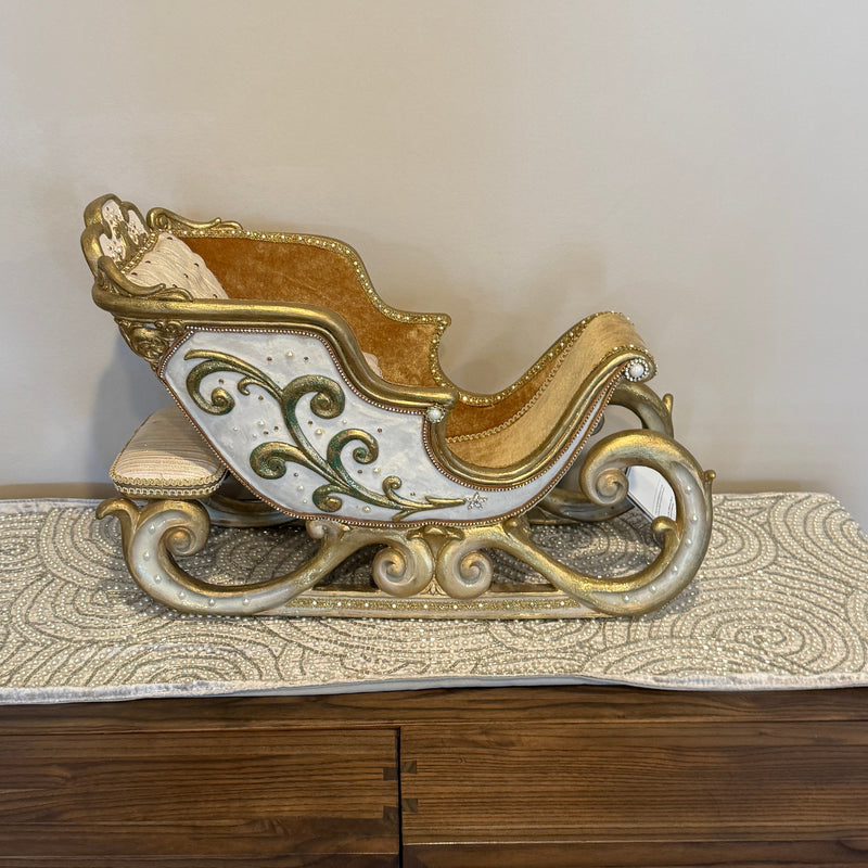 Katherine’s Collection All That Glitters Sleigh Sled right side view – retired Christmas decor piece (Item 28-028663, UPC 810074125017)