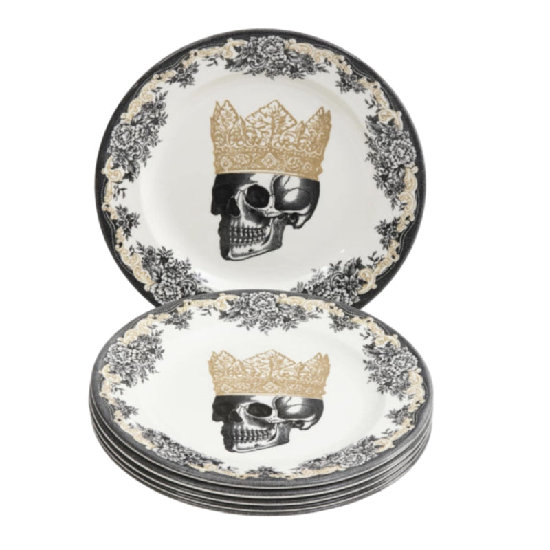 Set of Royal Stafford King Skull themed dinner plates 