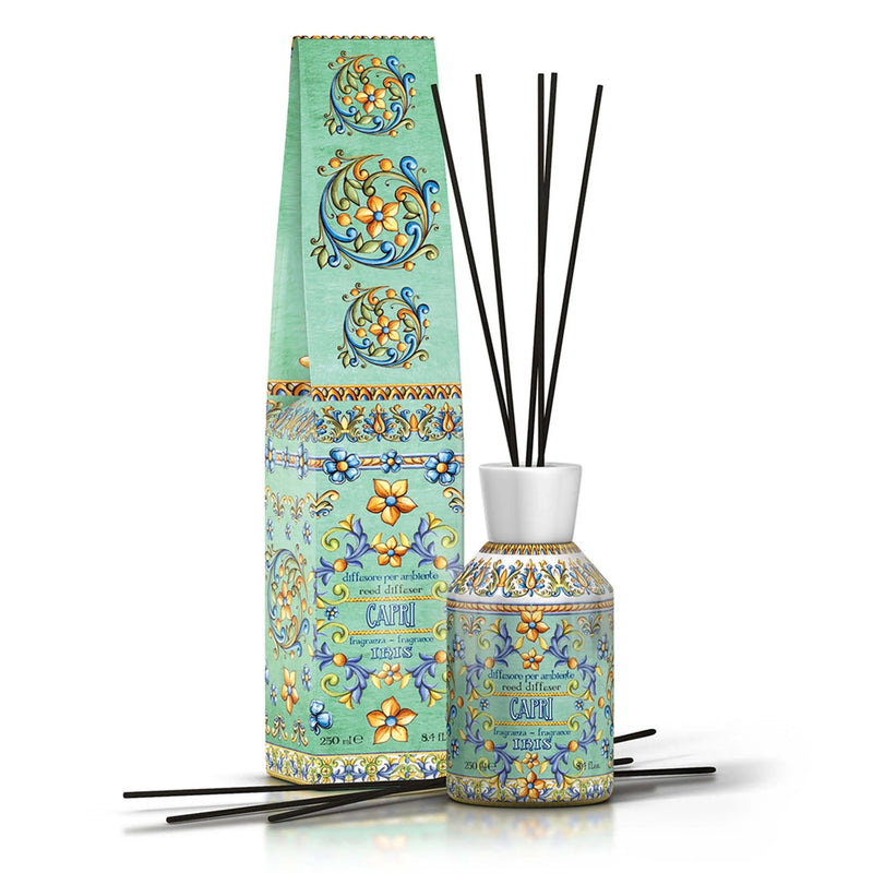 Elegant Rudy Profumi Capri Room Diffuser 250 ml with citrus, vanilla, and amber scent — Italian home fragrance GTIN 8008860034113.