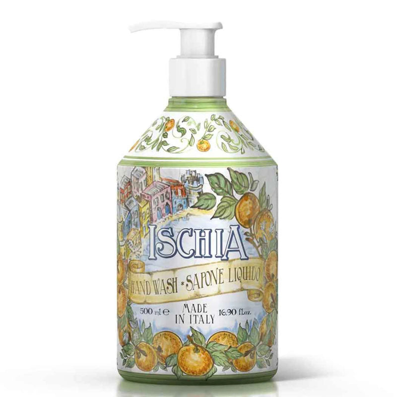 Luxurious Ischia hand soap with aloe vera and almond oil, SKU CC-3392, made in Italy.