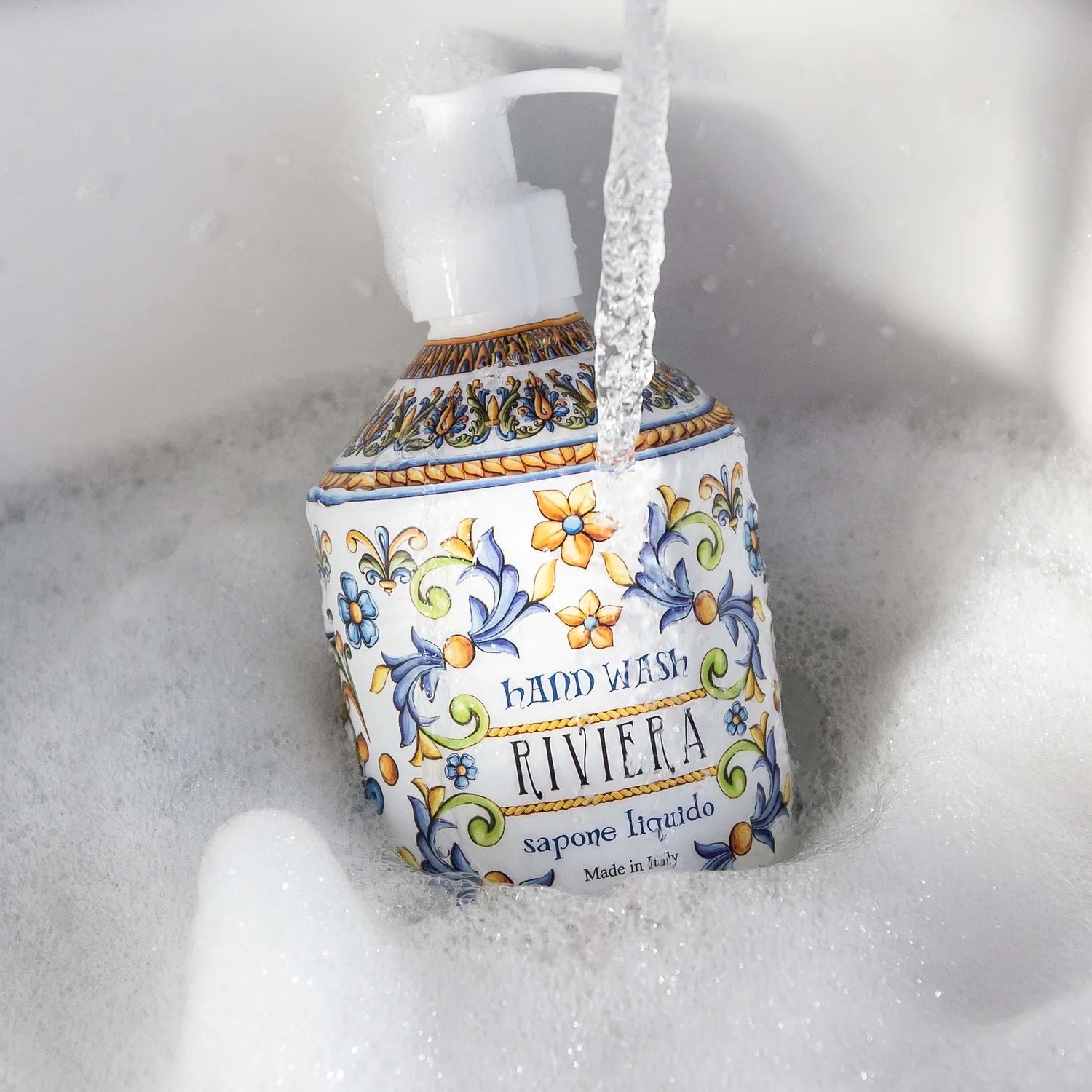 Floral oriental Italian hand soap for luxury bathrooms