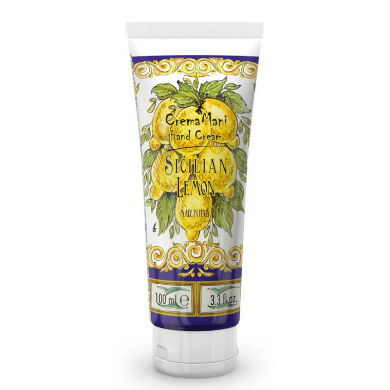 Rudy Profumi Sicilian Lemon Hand Cream 3.3 oz tube with Italian citrus-inspired packaging.