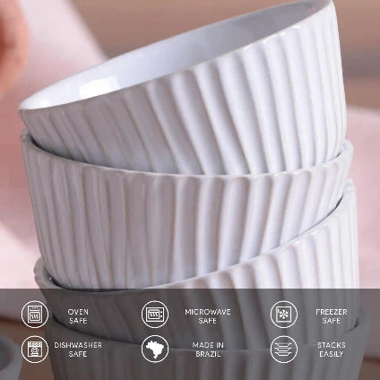 Linhas Ever White Stoneware Ramekin Set - Thumbnail 4