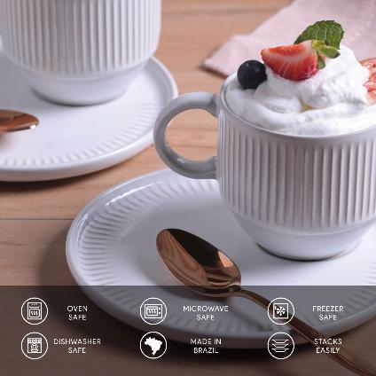 Porto Brasil Linhas Ever Tea Cup and Saucer - Thumbnail 4