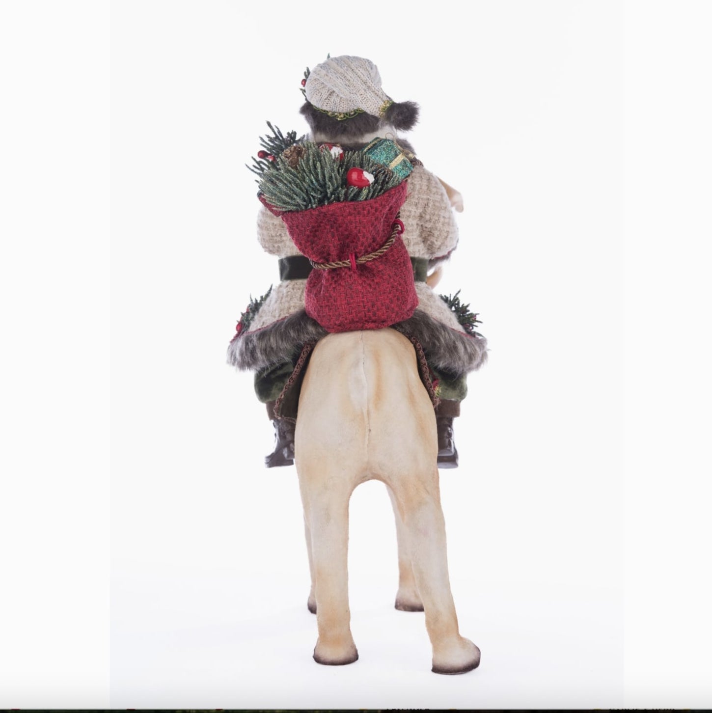 Sparkling beaded embellishments on Santa Riding Caribou figurine, Katherine’s Collection SKU 28-428269, GTIN 810074127820