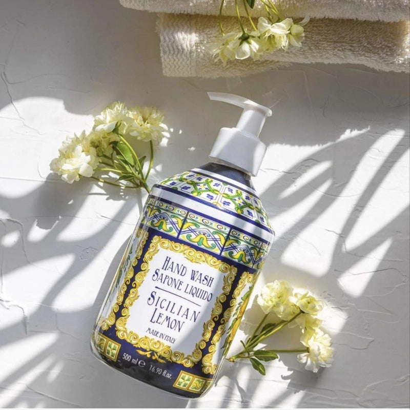 Sicilian Lemon Hand Soap by Rudy Profumi, 16.9 oz (500 ml) citrus hand wash made in Italy, GTIN 80080253648