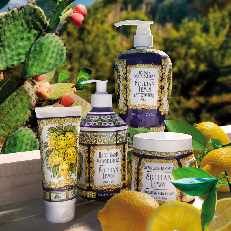 Sicilian Lemon Moisturizing Body Cream by Rudy Profumi, 15.2 oz (450 ml) citrus body lotion made in Italy, GTIN 8008860033628