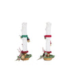 left Side view showing gold leaf base and holly trim on Katherine’s Collection Caroling Candles Set, SKU 28-428536, GTIN 810074128582.