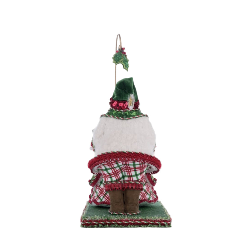 Side angle showing hand-painted details of Mr. and Mrs. Claus Under the Mistletoe, SKU 28-428516, GTIN 810074128544