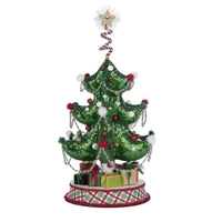 Close-up detail of sequined resin, silk cord, and twisted garland on Whimsical Table Top Tree.
Whimsical Table Top Tree Ornaments 28-428348 GTIN 810074128346
