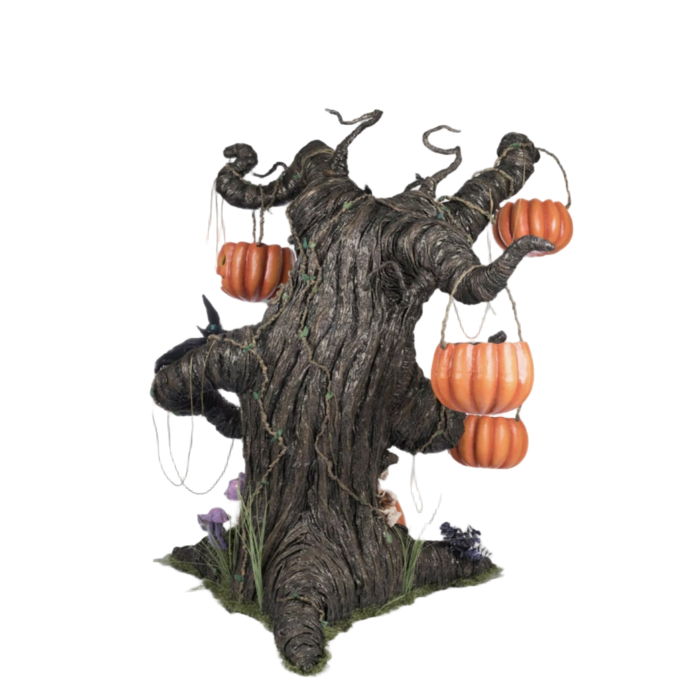 Full back view of Witching Willow Tree with Jack O’ Lanterns, handcrafted Katherine’s Collection Halloween showpiece, SKU 28-428186, UPC 810074127301