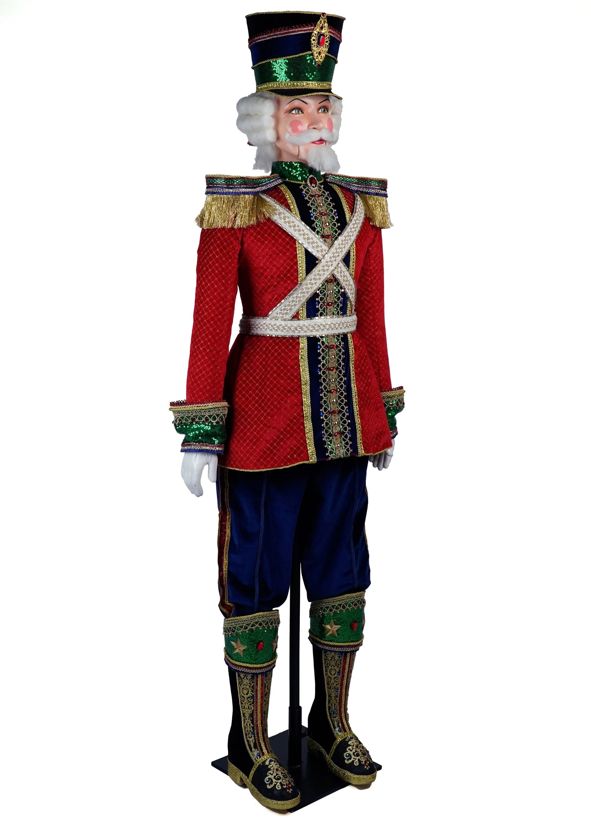 Front view of Katherine's Collection Baron Wintermarch life-size Christmas nutcracker