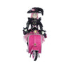 Katherine’s Collection Pink Panic Rosalie on Vespa Halloween tabletop figure with cat front view 