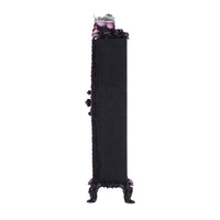
Left side view of Katherines Collection hand-painted wooden Coffin Cabinet Menagerie from Katherine’s Collection with detailed interior décor.