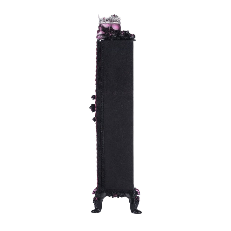 
Left side view of Katherines Collection hand-painted wooden Coffin Cabinet Menagerie from Katherine’s Collection with detailed interior décor.