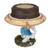 Left side view of unique handcrafted White Rabbit Cake Plate 28-428118 GTIN 810074126823 for cakes pastries or appetizers