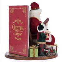 Right side view of Holiday Magic of Christmas Tabletop Book with sculpted resin and velvet trims