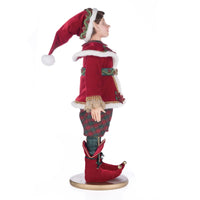 Right side view of 2024 Katherine’s Collection Dash O Magic Boy Elf holiday décor doll from the Magic Holiday decor collection 