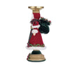 Right side view of Holiday Magic Santa Candlestick showing velvet and gold leaf accents