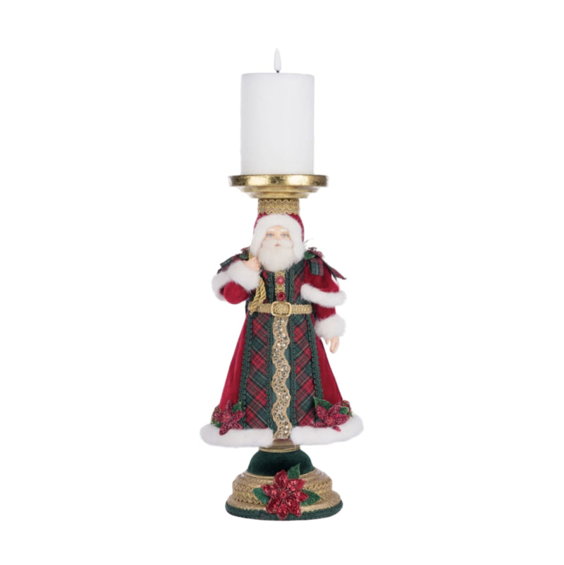 Battery-operated candle included with Holiday Magic Santa Candlestick