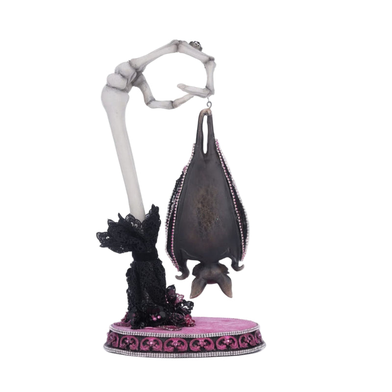 Back view of Katherine’s Collection Lacey Bat Luminary showing handcrafted lace design and trims.