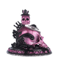 Katherine's Collection Pink Gothic Halloween Skull and Roses Phone tabletop decoration with spine cradle base