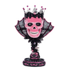Katherine’s Collection Pink Passion Skull Pillar Candle Holder with jeweled velvet skull and lace collar.