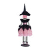 Katherine’s Collection Rosalie Blackthorn Doll 28-428140 back view, handcrafted Halloween witch with black lace, pink satin, and jeweled hat.