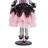 Detailed view of Katherine’s Collection Rosalie Blackthorn Doll costume with black lace, pink satin, sparkle tulle, and hand-beaded embellishments.